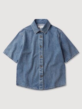 🇦🇺 Assembly Label 100% cotton boxy denim short sleeve shirt s 6-8